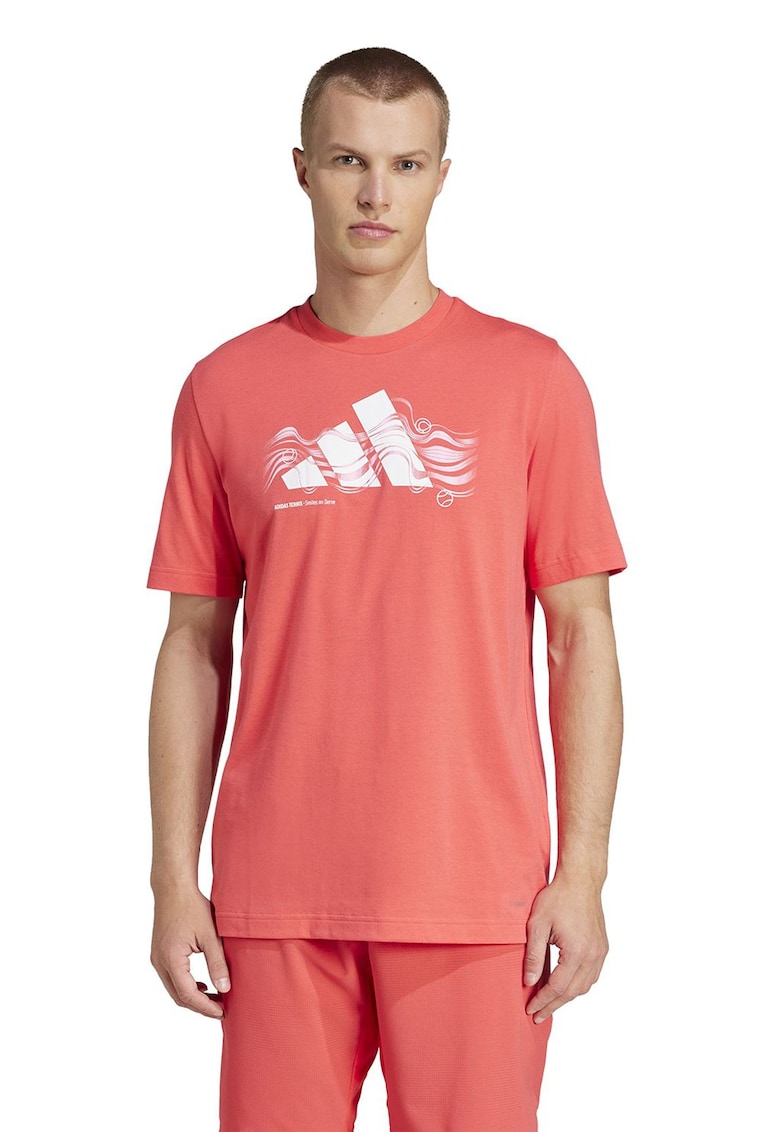 Tricou regular fit cu logo - Alb/Coral