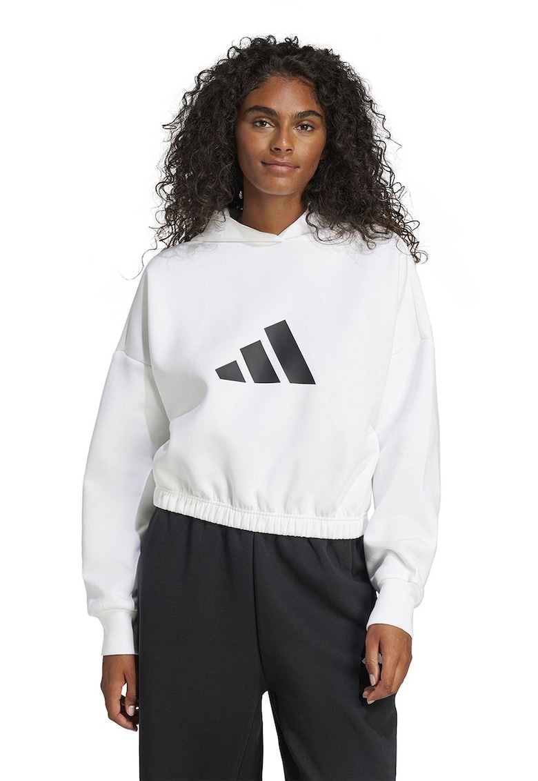 Hanorac cu imprimeu logo si maneci cazute