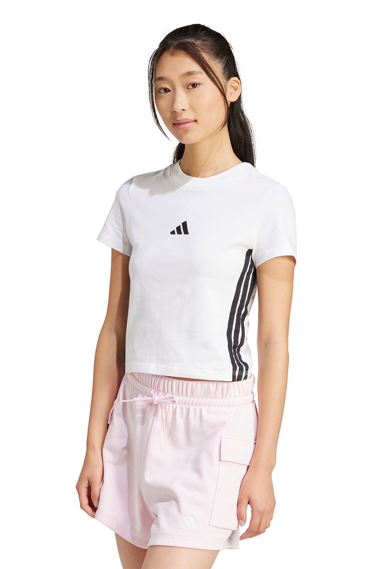 Tricou crop cu croiala slim-fit Essentials - Alb/Negru