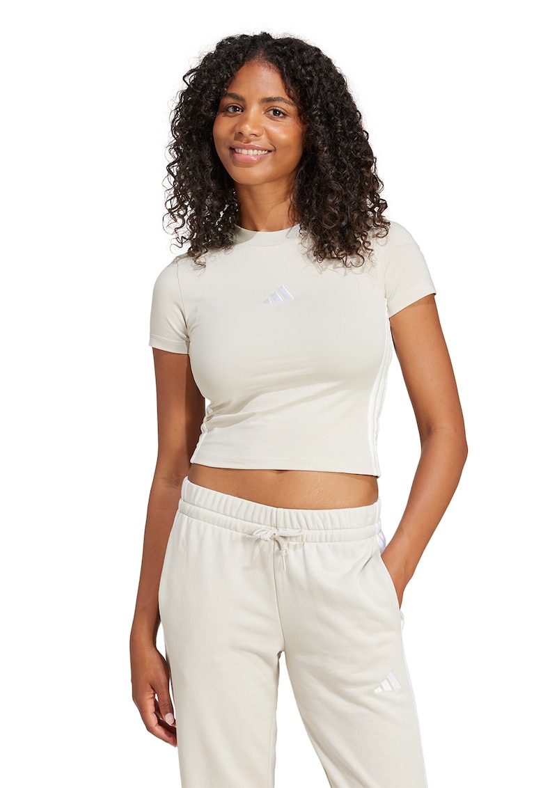 Tricou crop cu croiala slim-fit Essentials - Alb fildes
