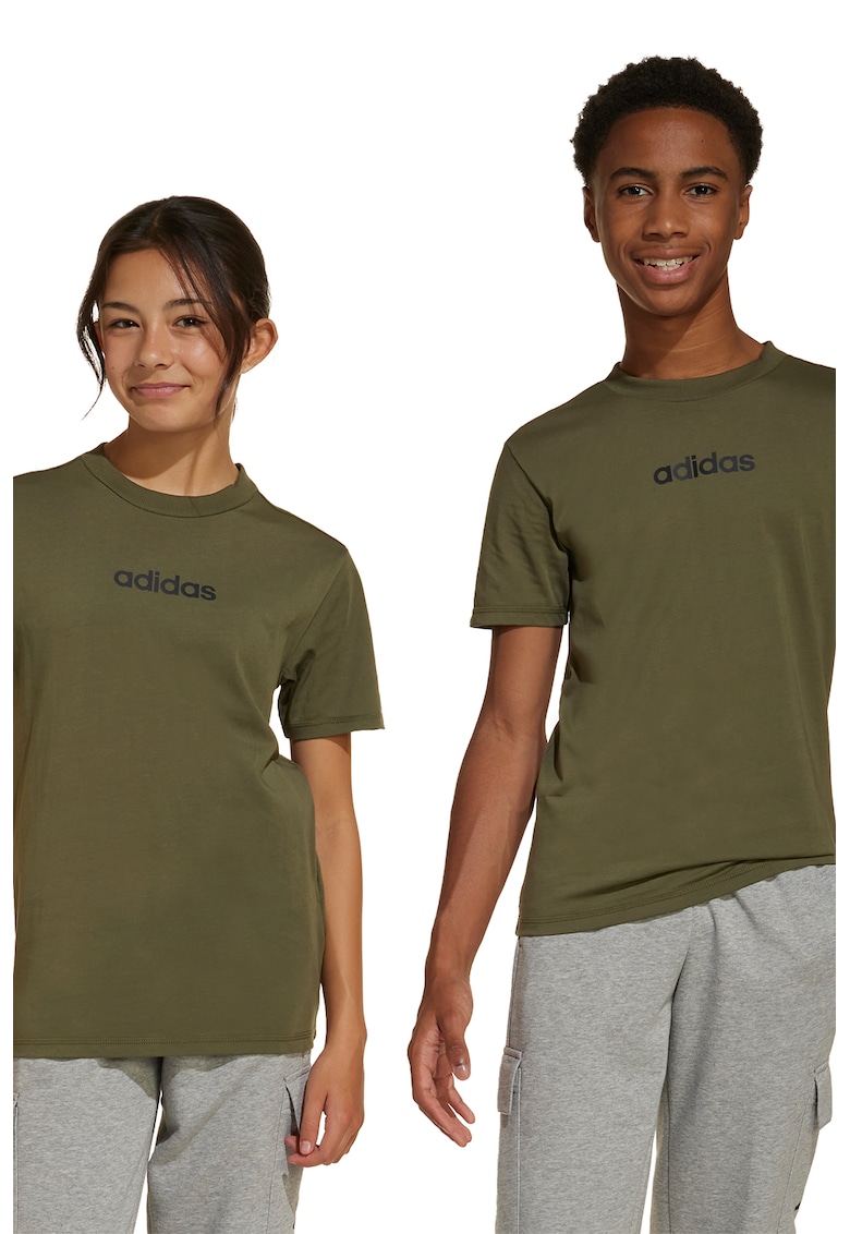 Tricou cu decolteu la baza gatului si logo pe piept - Kaki pal