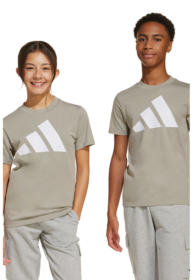 Tricou din bumbac cu imprimeu logo cauciucat - Maro taupe deschis