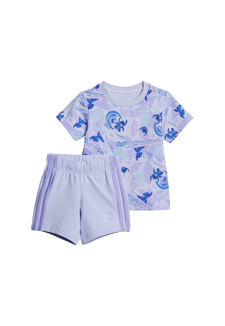 Set de tricou si pantaloni scurti din amestec de bumbac cu model cu Stitch