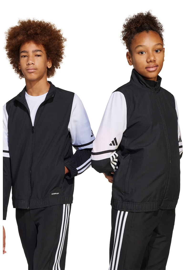 Bluza cu fermoar si logo - Negru/Alb murdar