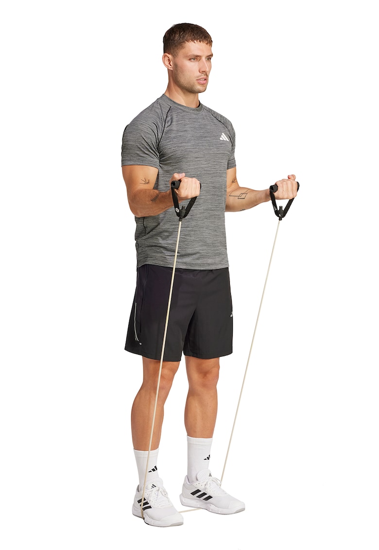 Tricou cu decolteu la baza gatului pentru fitness - Gri melange