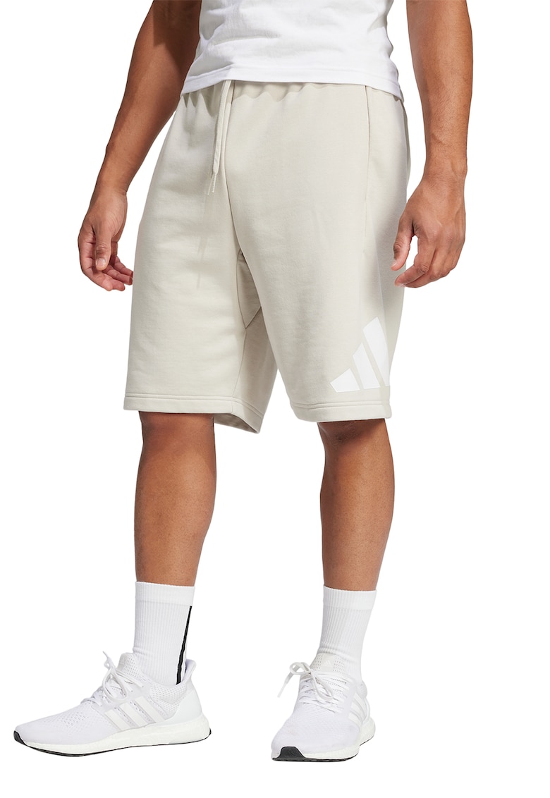 Pantaloni scurti din amestec de bumbac cu imprimeu logo - Alb fildes