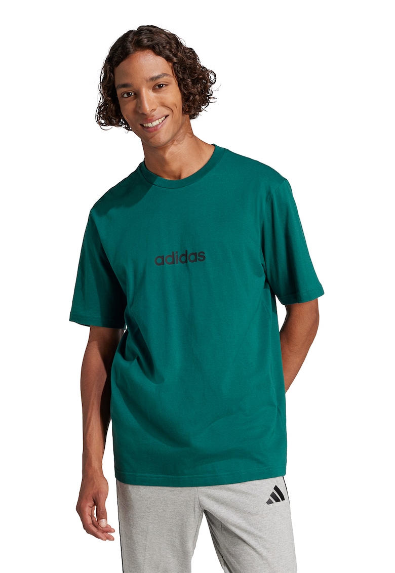 Tricou cu logo pe piept si decolteu la baza gatului - Negru/Verde englez