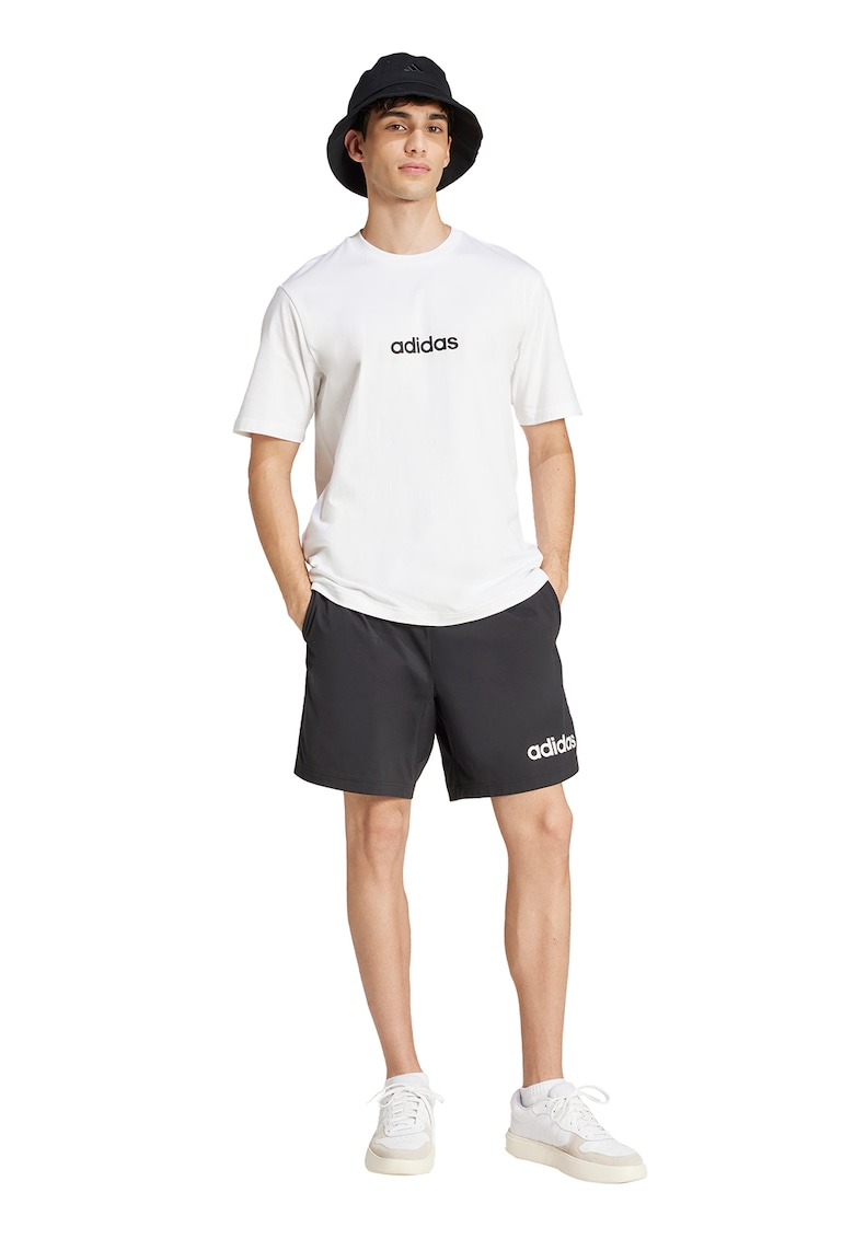 Tricou cu logo pe piept si decolteu la baza gatului - Negru/Alb optic