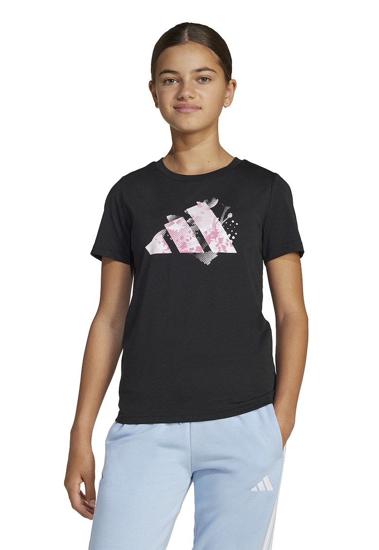 Tricou regular fit cu imprimeu logo - Negru