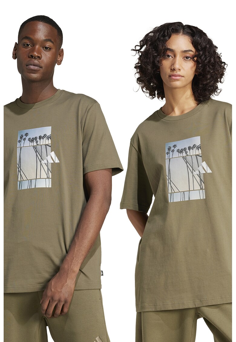 Tricou lejer din bumbac Lens Elevated - Kaki/Albastru deschis