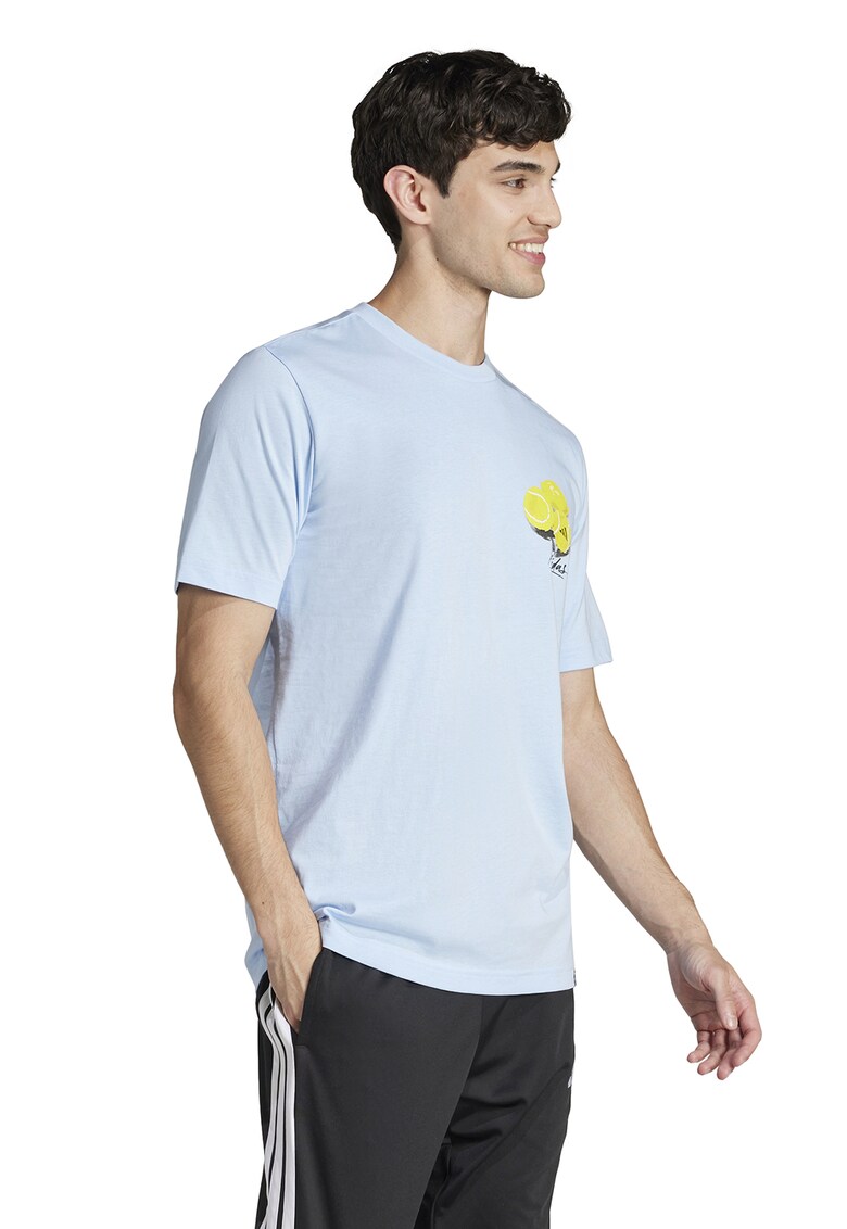 Tricou din bumbac Life Lemons - Albastru pastel/Galben