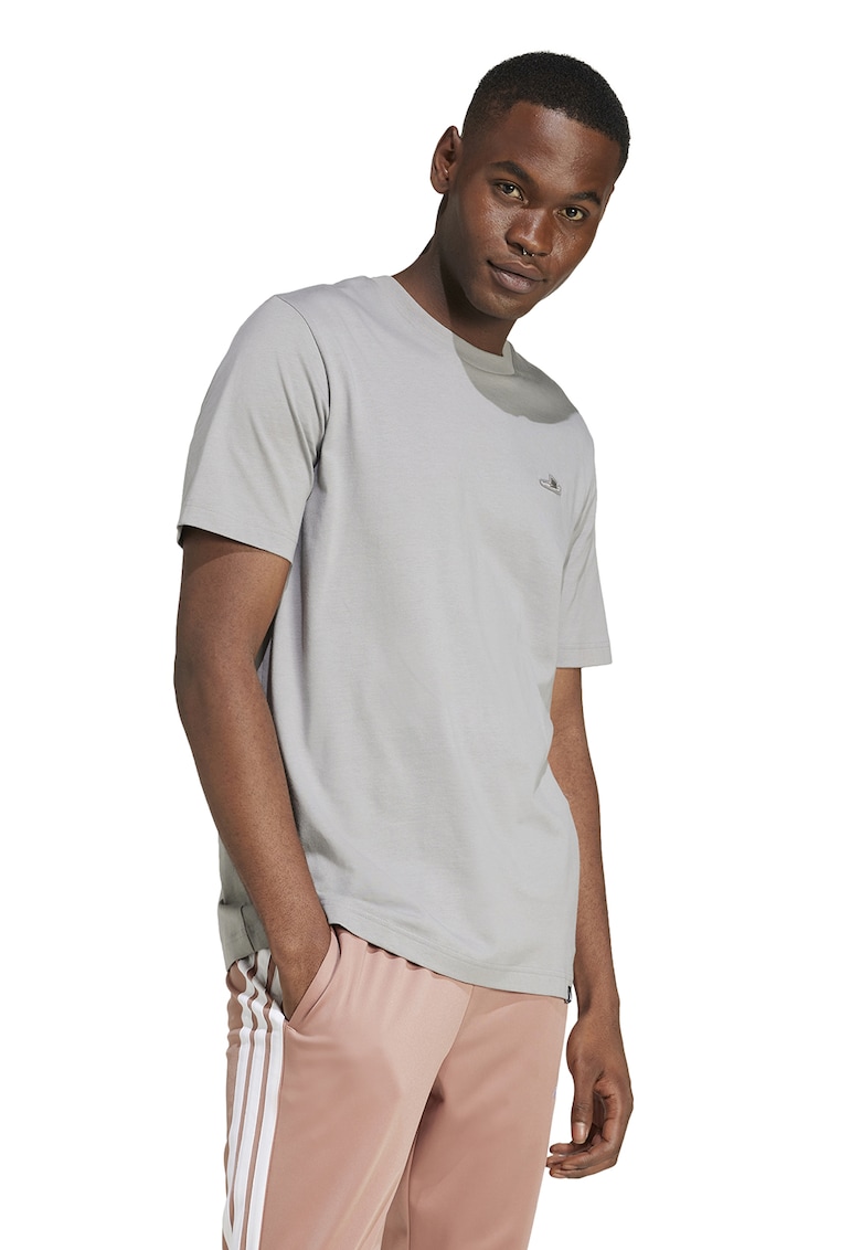 Tricou din bumbac cu decolteu la baza gatului