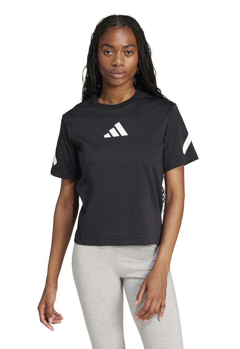 Tricou de bumbac cu imprimeu logo Z.N.E. - Alb/Negru