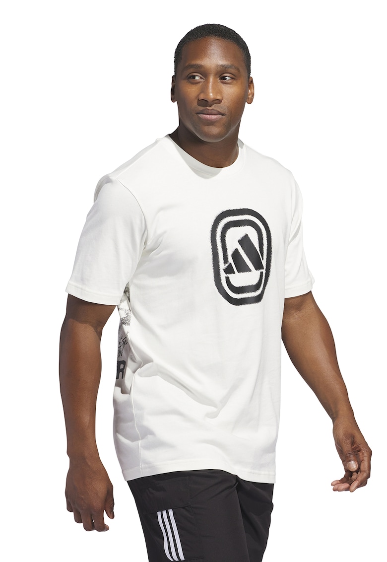 Tricou cu imprimeu logo - Alb/Negru