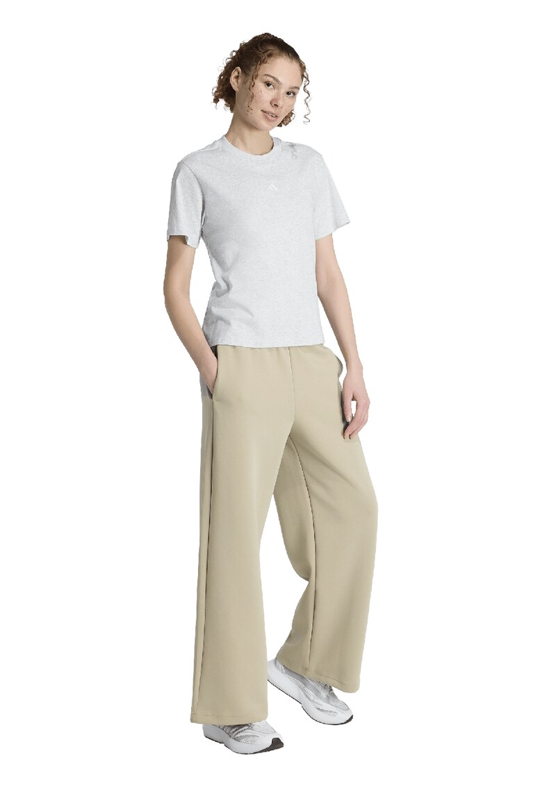 Tricou cu decolteu lrotund si logo discret - Alb murdar