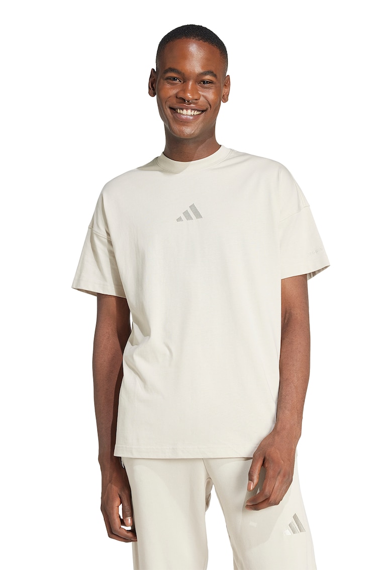 Tricou lejer cu decolteu la baza gatului All Szn - Crem