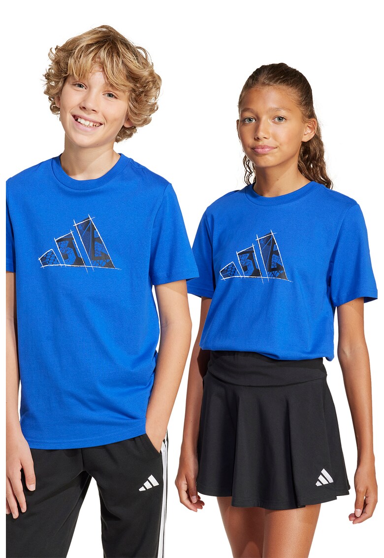 Tricou din bumbac cu imprimeu logo - Albastru royal