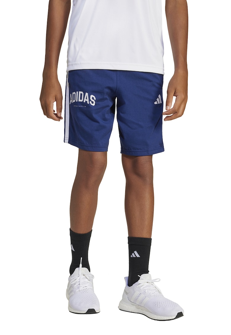 Pantaloni scurti din bumbac cu detaliu logo - Alb/Albastru inchis