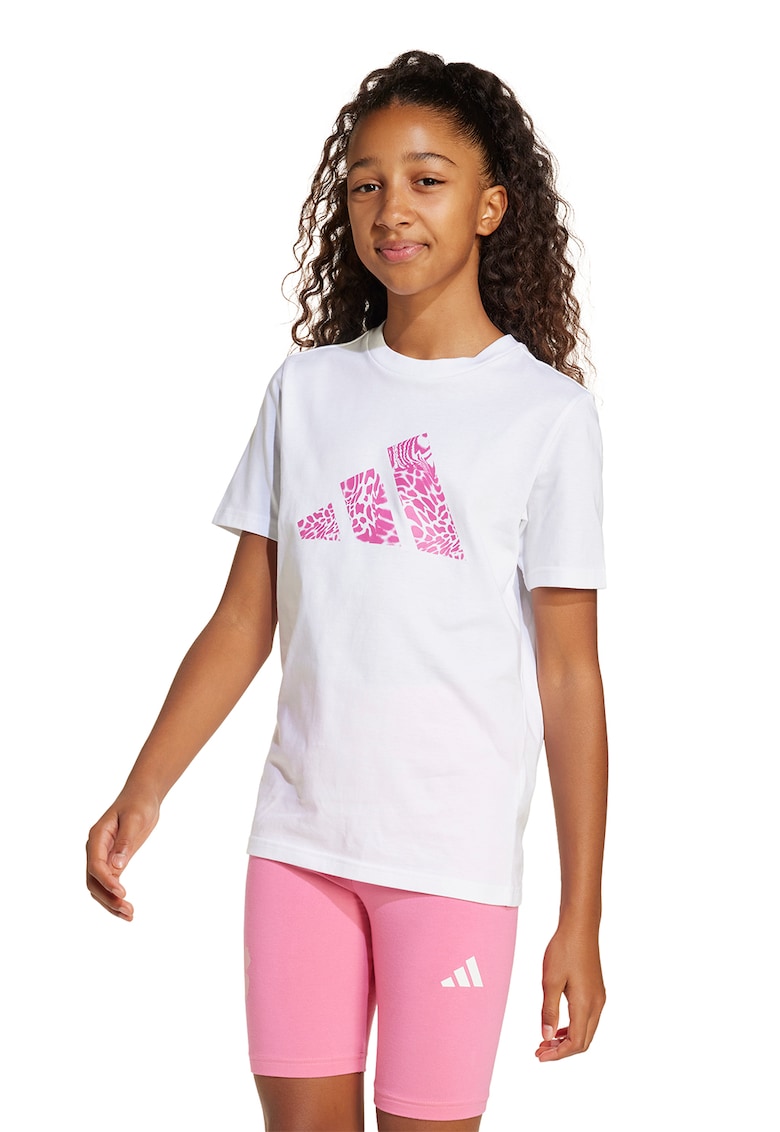 Tricou din bumbac cu imprimeu - Alb/Fucsia