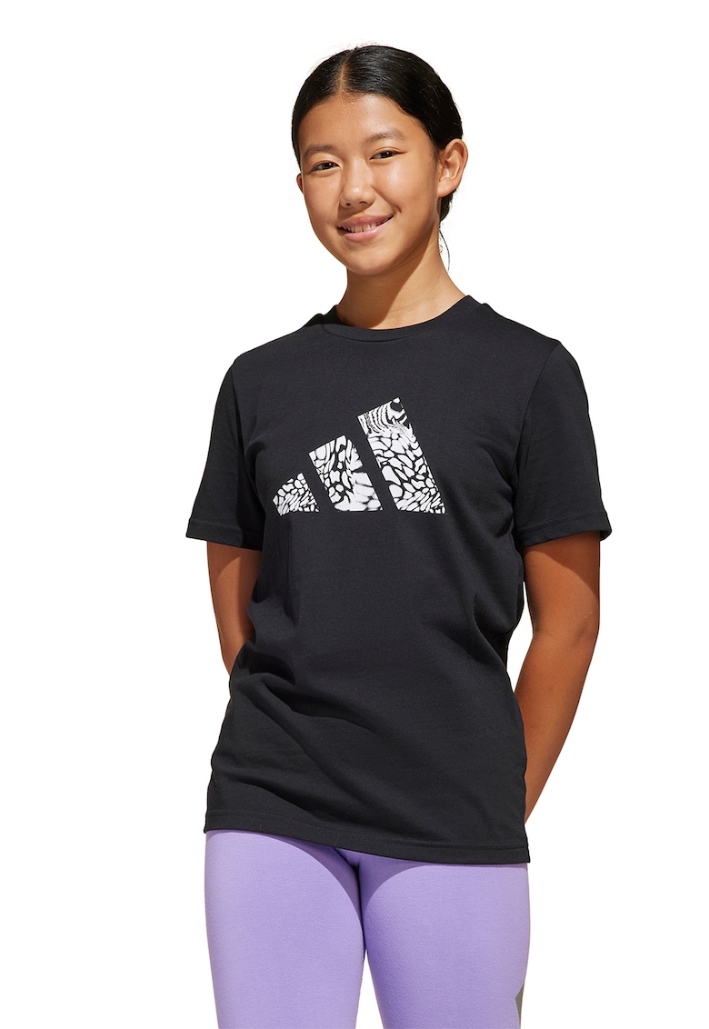 Tricou din bumbac cu imprimeu - Negru stins/Alb murdar