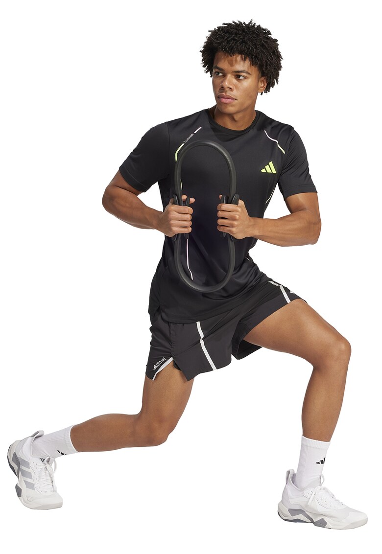 Tricou cu tehnologie Clima Cool pentru fitness - Negru/Verde lime