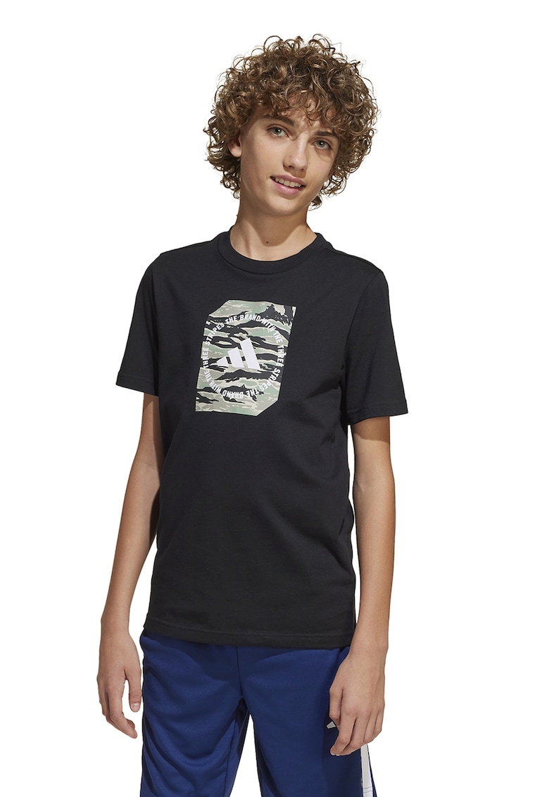 Tricou din bumbac Boxy - Negru/Gri deschis