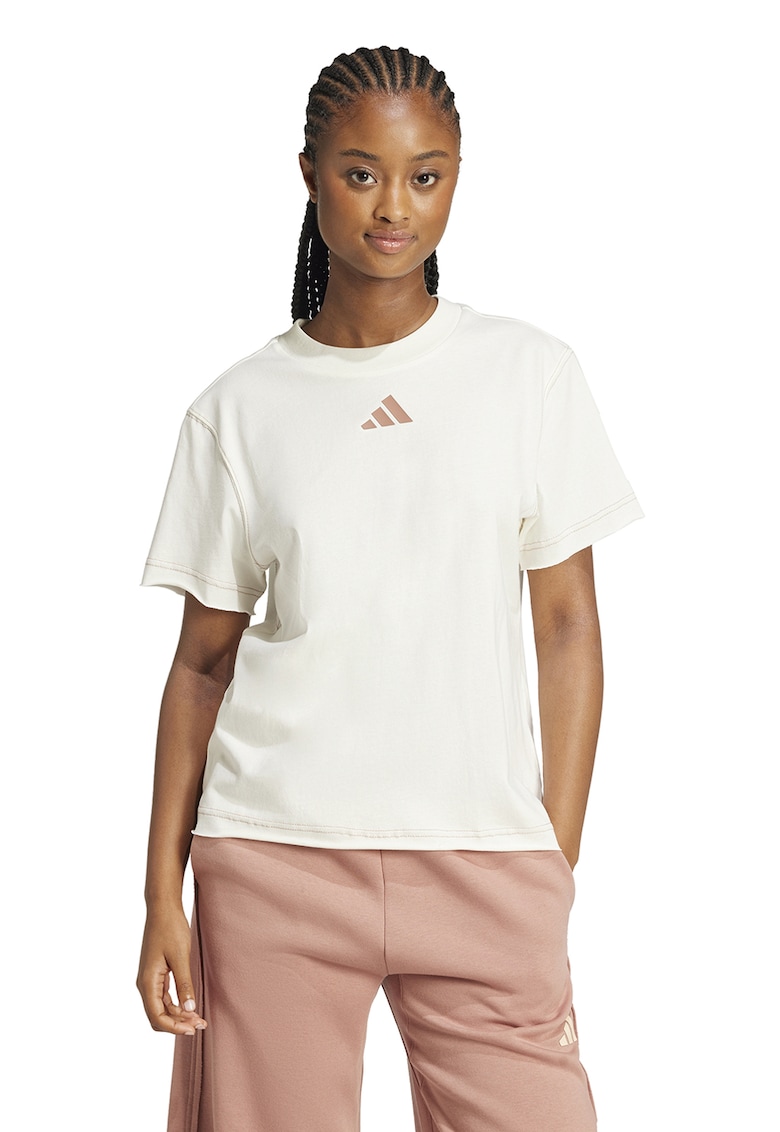 Tricou din bumbac cu imprimeu logo - Alb