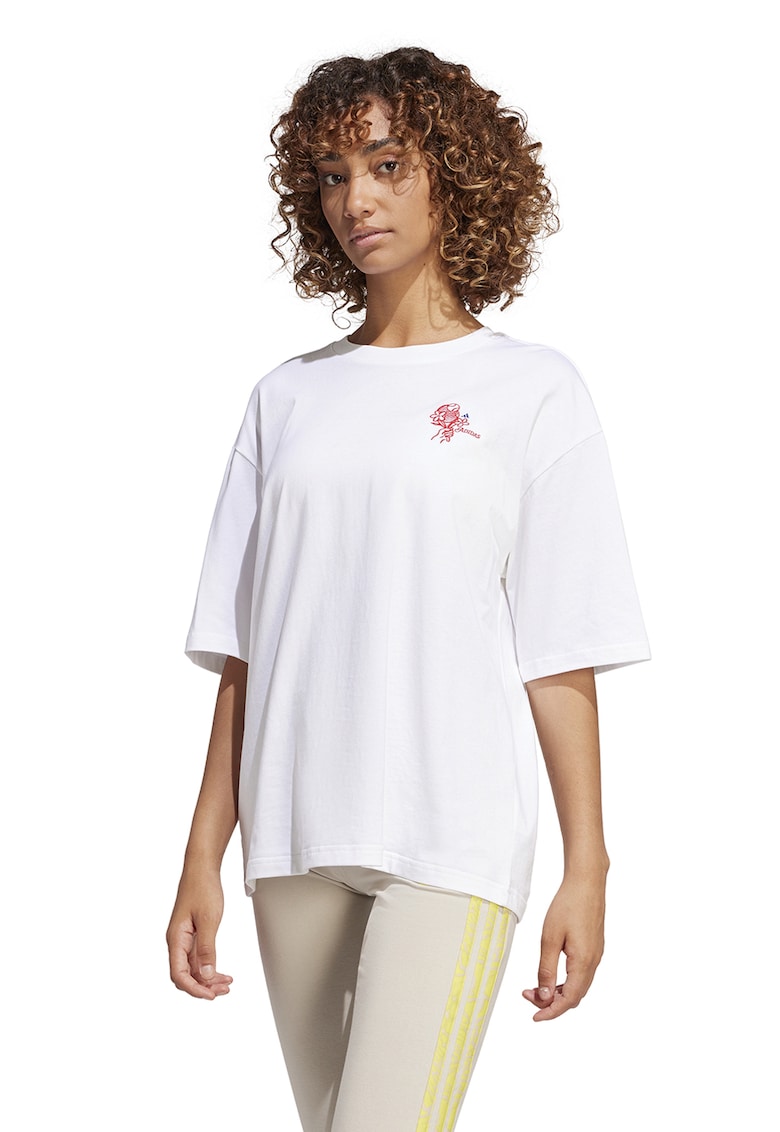 Tricou din bumbac cu detaliu brodat