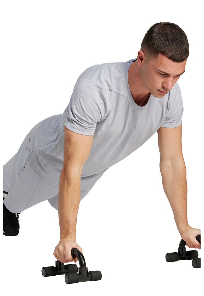 Tricou cu decolteu rotund pentru fitness - Gri deschis