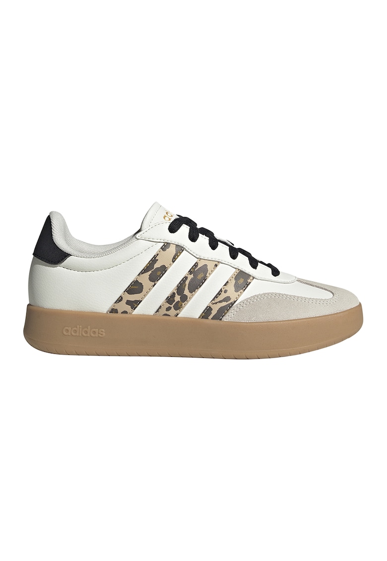 Pantofi sport Barreda din piele ecologica cu garnituri din piele intoarsa - Alb/Maro/Gri deschis