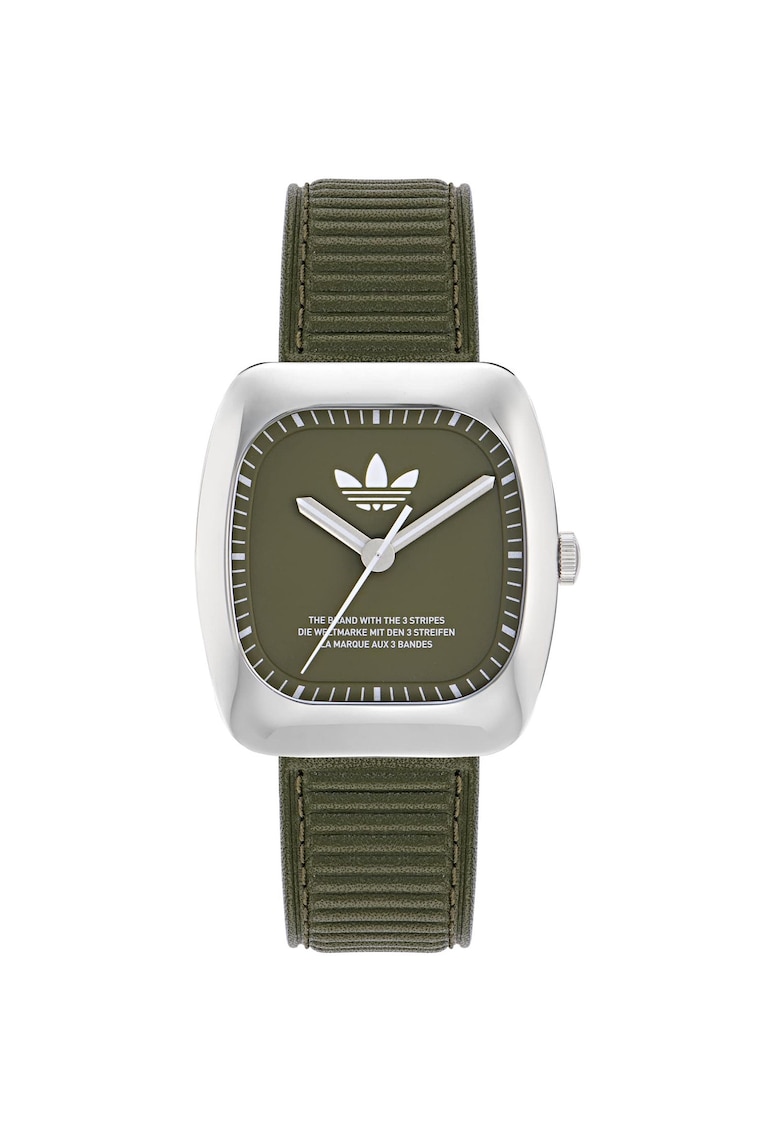 Ceas Retro Wave - mecanism quartz - carcasa inox - curea piele naturala - verde - 50m rezistenta la apa