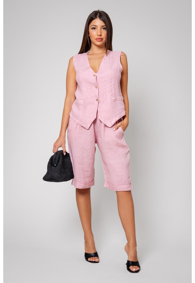 Set Vesta si Pantalon scurt din 100% IN Rose 13173 - Roz