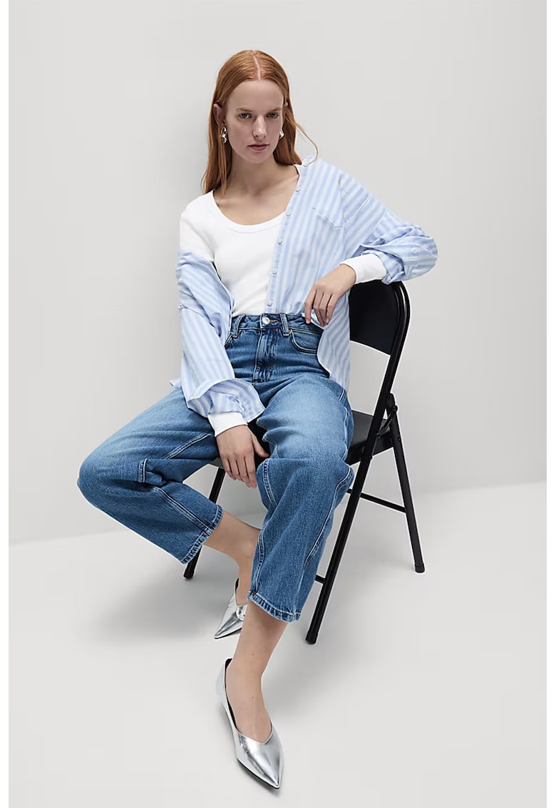 Bluza cu decolteu rotund - Alb optic