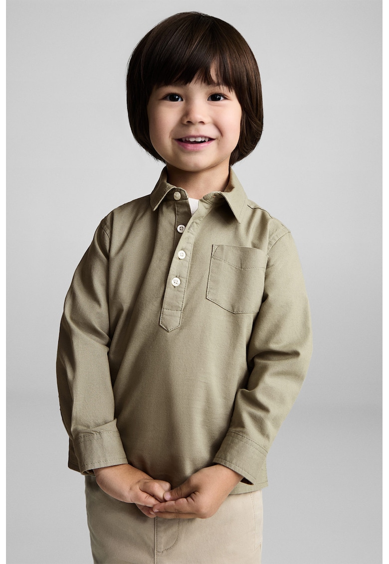 Camasa de bumbac cu maneci lungi - Maro nisip