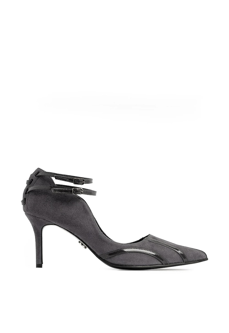 Pantofi dama  model 1527 piele velur gri - lac gri