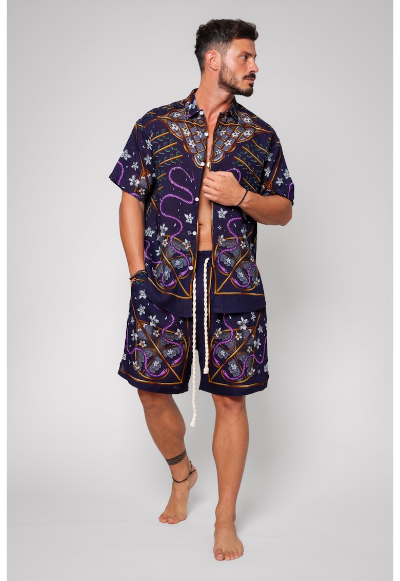 Set Camasa si pantalon scurt din IN Navy/Mauve 13597