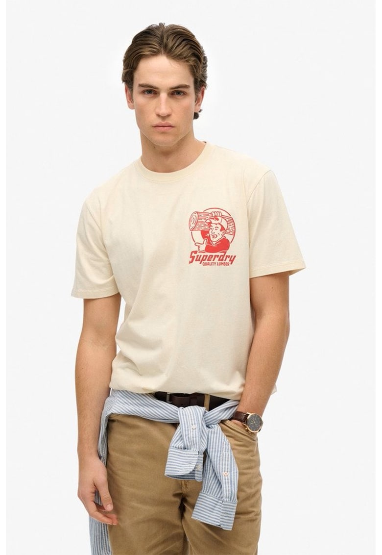 Tricou cu decolteu la baza gatului si model logo