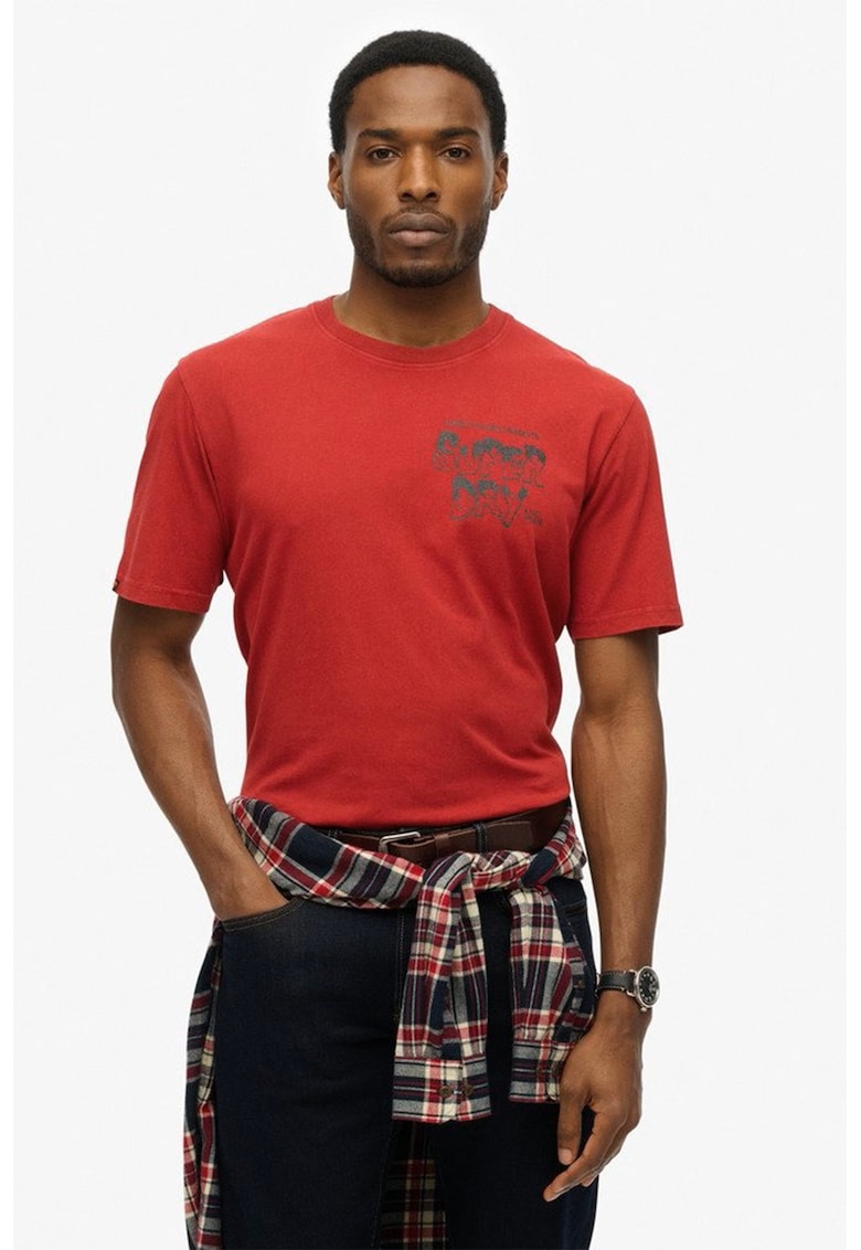 Tricou cu decolteu la baza gatului si imprimeu pe partea din spate