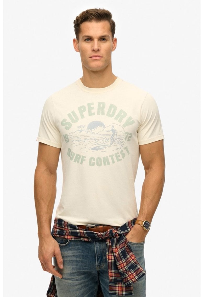 Tricou cu decolteu la baza gatului si imprimeu text