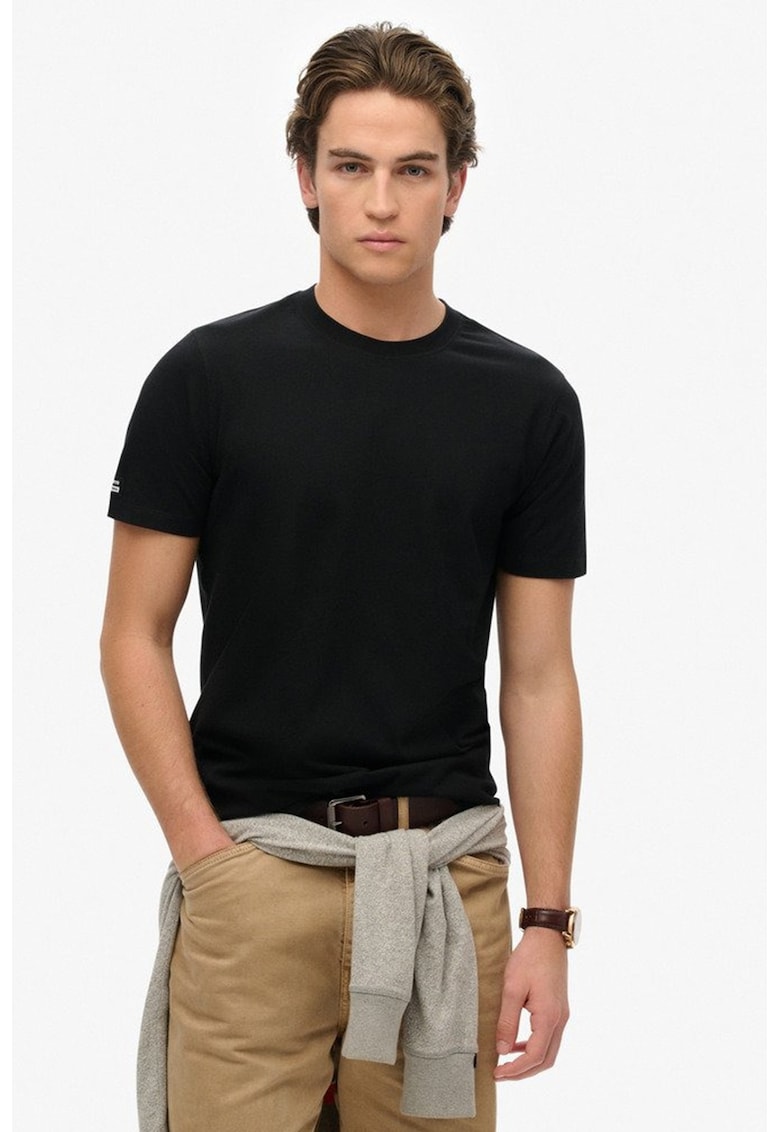 Tricou din bumbac cu decolteu la baza gatului