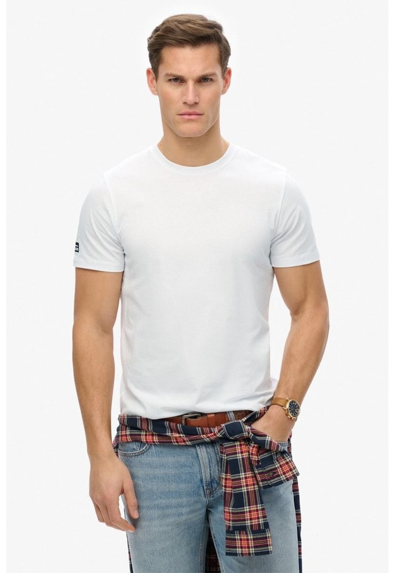 Tricou din bumbac cu decolteu la baza gatului