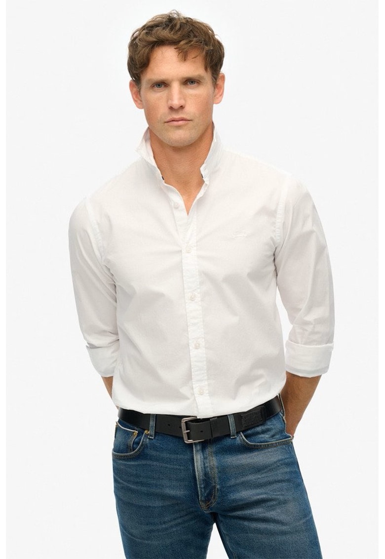 Camasa din amestec de bumbac cu model uni