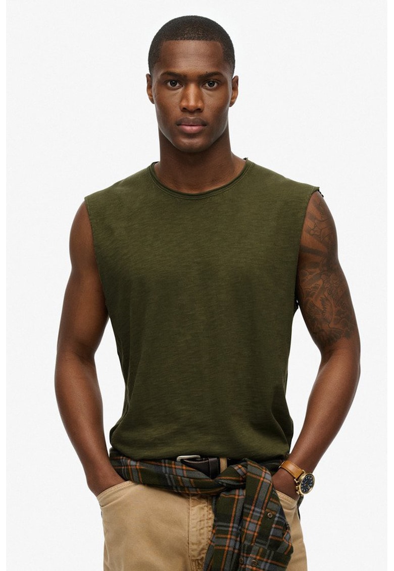 Top din bumbac cu terminatie nefinisata