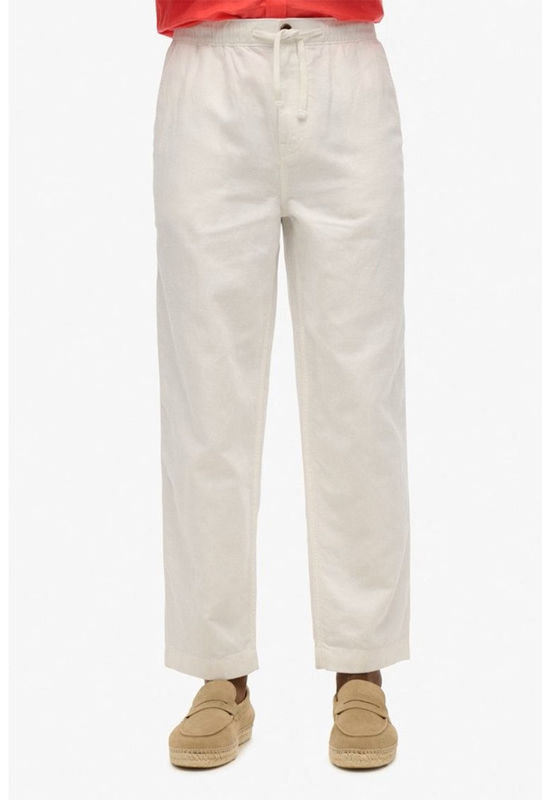 Pantaloni din amestec de in cu croiala dreapta