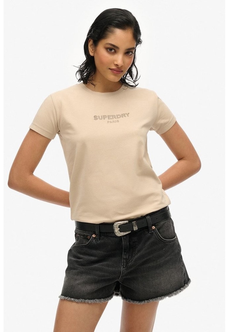 Tricou din amestec de bumbac cu model text