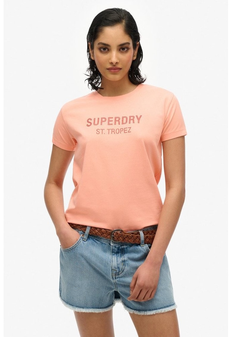 Tricou din amestec de bumbac cu model text