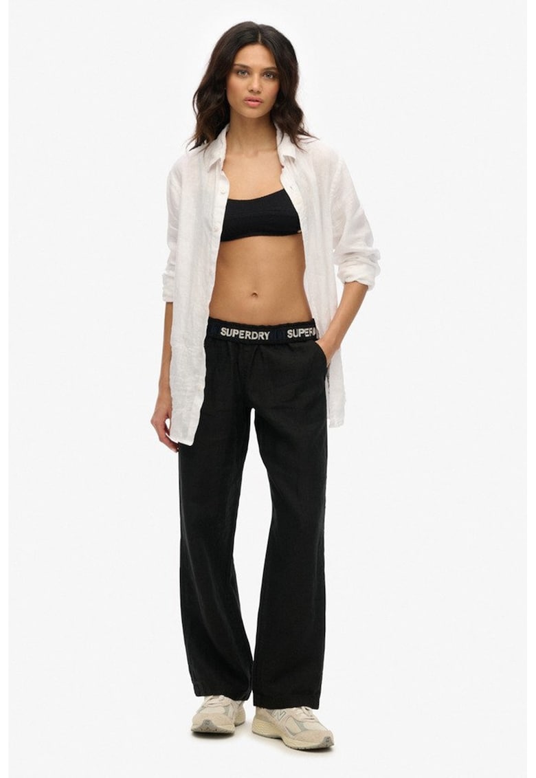 Blugi drepti cu banda logo in talie