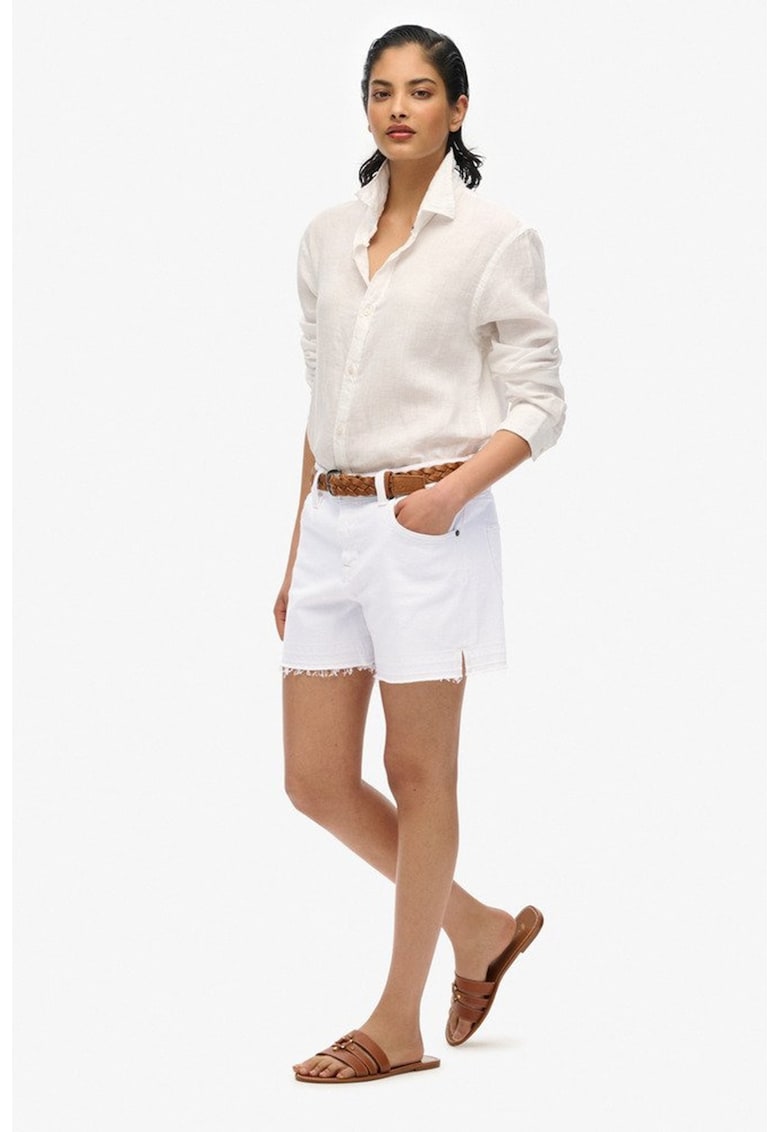 Pantaloni scurti din denim cu terminatii nefinisate