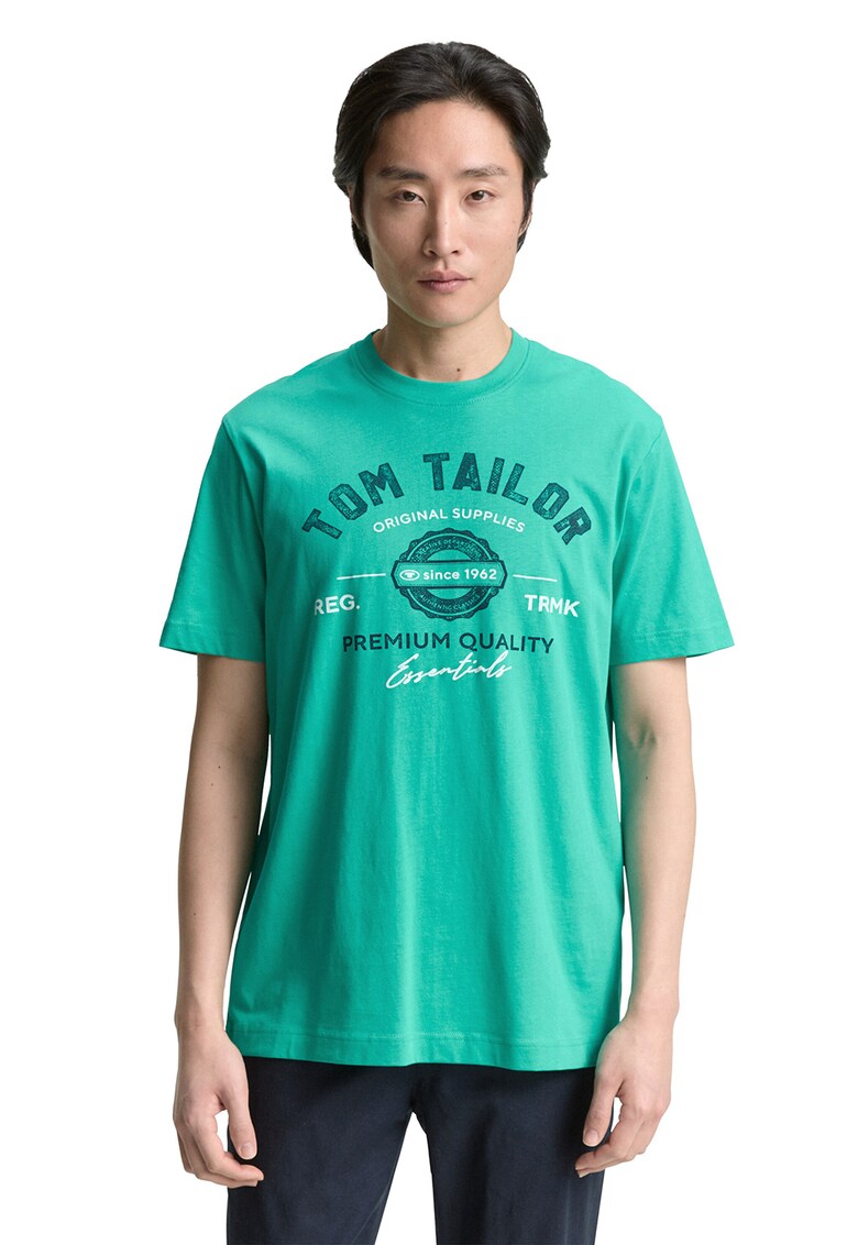 Tricou din bumbac cu imprimeu logo - Verde deschis