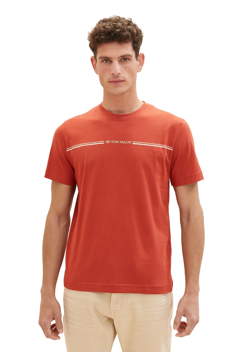 Tricou din amestec de bumbac organic - Rosu/Alb